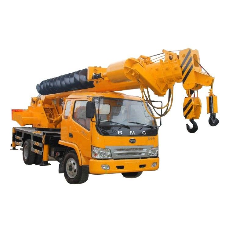 High Capacity 12 Ton Mobile Truck Crane With Drilling Rig And Grab Bucket WEICHAI Engine