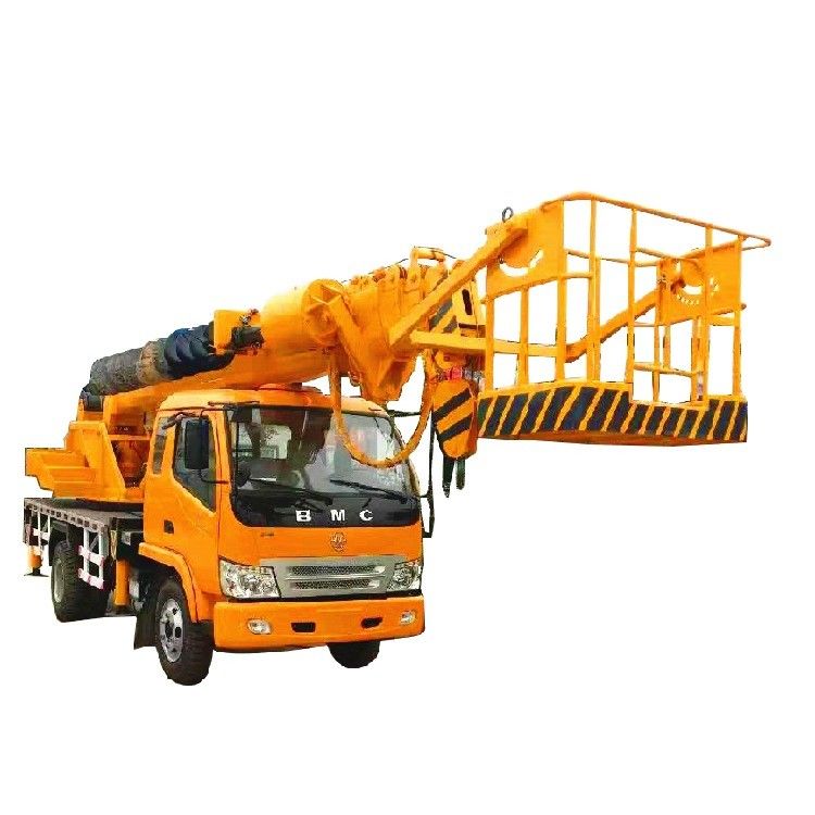 High Capacity 12 Ton Mobile Truck Crane With Drilling Rig And Grab Bucket WEICHAI Engine